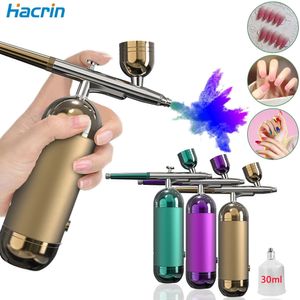Airbrush mini-luchtborstel met compressor kit mini nano spray pistool zuurstofinjector voor nagel art manicure make-up verf tattoo w-616b 240419