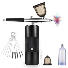 Airbrush Nail Art Compressor Air For DIY Cake Tattoo Manucure Painting Tools Nano Fog Mist Skin Care Cake Decorating Spray pistolet 240430