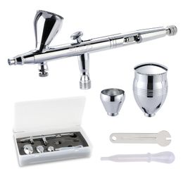 Airbrush Set Dual Action Professionele Air Brush Kit met 2/5/13CC Spray Cup en Wrench Dropper Tool voor Cake Tattoo Schilderen 240108