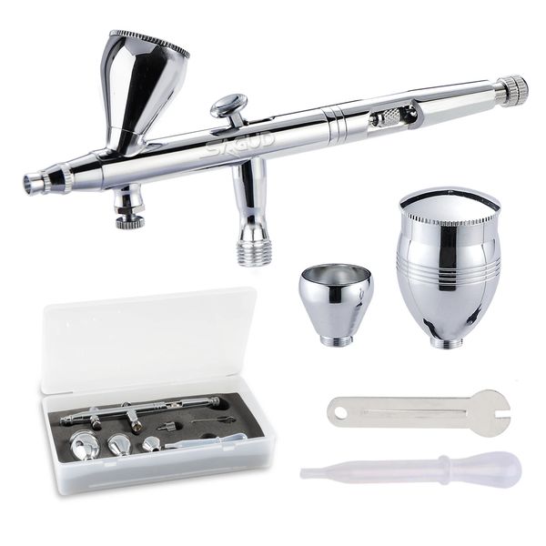 Airbrush Set Kit de brosse à air à double action Airbrush With 2/5 / 13cc Spray Cup and Wrench Dropper Tool for Cake Tattoo Painting 240423