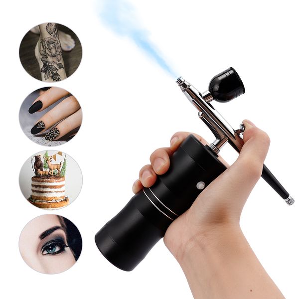 Suministros de tatuaje con aerógrafo 0,3 mm Mini kit de compresor de aerógrafo Cepillo de aire Pistola pulverizadora Nano Inyector de oxígeno de agua para arte de uñas Pintura Artesanía Pastel 230925