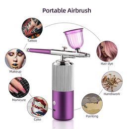 Airbrush Tattoo Supplies Draadloze Mini Airbrush Kit 0.3mm Airbrush Compressor Spray Hydraterende Nail Art Tattoo Craft T-shirt Cake Painted 230808