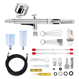 Kit de fournitures de tatouage aérographe pistolet de pulvérisation à gravité DualAction avec ensemble d'aiguilles de 020305mm tuyau d'air de tasse 7cc20cc40cc et nettoyage 231208