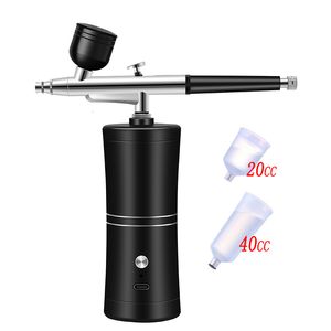 Airbrush Tattoo Supplies Mini Airbrush With Compressor Kit 0.3mm Spray Gun For Nail Air Brush Cake Model Making Art Painting Home Tool 230411