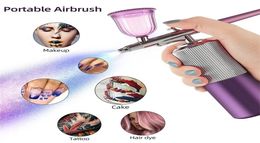 Airbrush Tattoo Supplies Mini Kit Met Compressor Multifunctionele Kunst Schilderen Nano Spuitpistool Nageltaart Decoreren Make-up Spuit 226905202