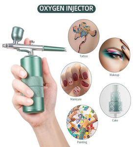 Airbrush tattoo levert zuurstofinjector Mini Air Compressor Kit Airbrush Paint Spray Gun voor Nail Art Craft Cake Nano Fog Mist SP2182822