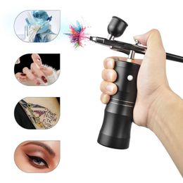 Suministros de tatuaje con aerógrafo Oxígeno Mini compresor de aire Kit Air-Brush Paint Spray Gun Aerógrafo para Nano Fog Mist Sprayer Art Makeup USB recargable 230612