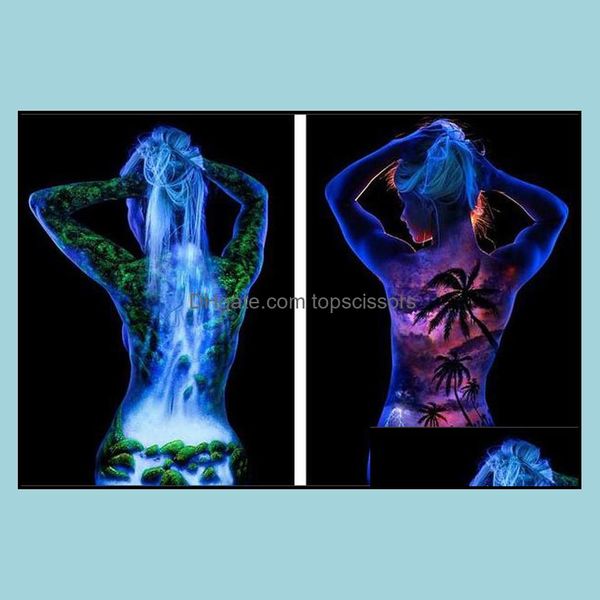 Airbrush Tattoo Supplies Wholesale5X Glowing Face Body Blacklight Paint 15G Pour La Fête De Pâques Halloween 10 Couleurs Lumineux Lumineux Acr Dh7Ap