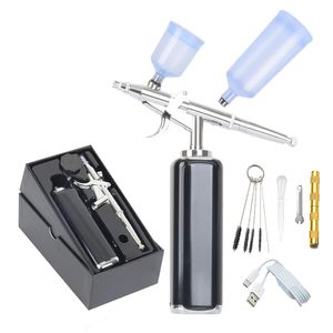 Airbrush Met Compressor Kit 20CC 40CC SingleAction Pen Super Werkt Nail Minerale Verf Pistool Tattoo Salon Art Design 240318