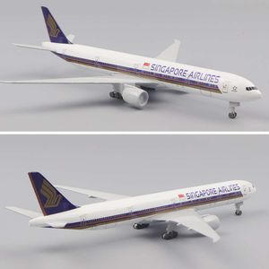 Modèle d'avion 20cm 1: 400 Singapour Boeing 777 Réplique de métal avec train d'atterrissage matériau en alliage Aviation Simulation Boy cadeau
