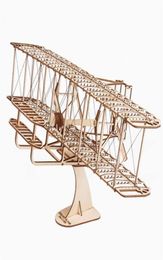 Modèle d'avion en bois, Kit de jouets, Collection de construction, avion volant des frères Wright, Puzzle d'assemblage en bois 3D pour enfants et adultes 2116355229