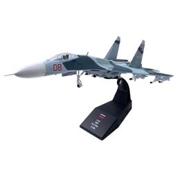 Modèle d'avion 1 100 modèles miniatures d'avion Russian Airlines Sukhoi Su-27 avion Flanker avion moulé sous pression modèle de chasse lourd décor à la maison 231025