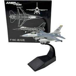 Aircraft Modle 1/100 échelle F16C Fighter Jet Simulator Adult Gift Day Alloy Model Aircraft pour les étagères Armoires de télévision Cafes Homes S2452022