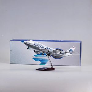 Modèle d'avion 1/150 échelle 47 cm avion B747 avion PAN AM modèle de compagnie aérienne avec lumière et roue avion en résine moulée sous pression pour jouets d'affichage de collection 231202