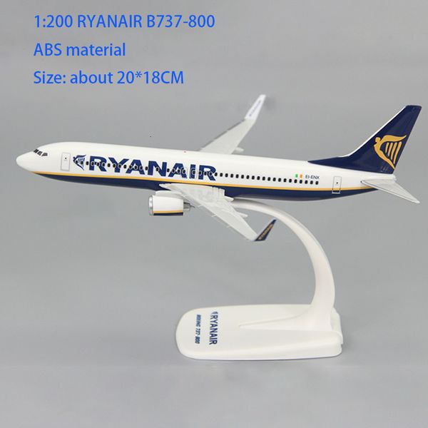Aircraft Modle 1 200 Scale B737-800 B737MAX8 ABS Plastic Airplane Model Toys RYANAIR Aircraft Plane Model Toy Assembly Resin for Collection 230803