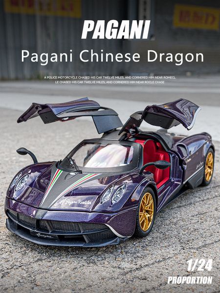 Avion Modèle 1/24 Simulation Pagani Chinois Dragon Alliage Modèle De Voiture Son Et Lumière Pull Back Voiture De Sport Jouet Garçon Collection Décoration Cadeau 230818