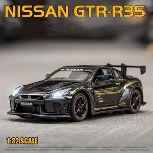 Modelo de avión 1/32 Nissan Skyline Ares GTR R34 R35 Diecasts Vehículos de juguete Modelo de coche de metal Alta simulación Colección Pull Back Juguetes para niños 231109