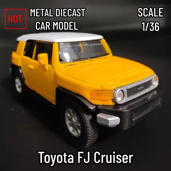 Modelo de avión 1/36 Modelo de coche FJ Cruiser Escala Metal Diecast Réplica Oficina en el hogar Arte en miniatura Vehículo Hobby Decoración Kid Boy Toy 231109