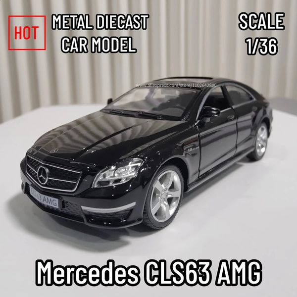 Modèle d'avion 1 36 Mercedes CLS63 AMG Réplique de modèle de voiture en métal moulé sous pression Miniature Pullback Collection de véhicules Cadeau de Noël Enfant Garçon Jouet 231109
