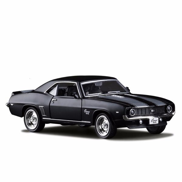 Modèle d'avion 1 36 USA 1969 Camaro SS Vintage noir mat moulé sous pression en métal modèle de voiture jouet pour Collection cadeau enfants A318 230818