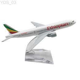 Vliegtuigmodel 1/400 Vliegtuigen Air Ethiopische Airlines Boeing777 16cm Legering Vliegtuigmodel Speelgoed Kinderen Kinderen Cadeau voor Collectie Woondecoratie YQ240401