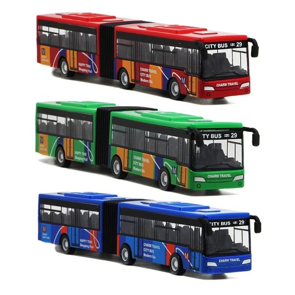 Modelo de avión 1/64 Aleación Ciudad Autobús Modelo Vehículos Express Doble Autobuses Diecast Juguetes Divertido Tire hacia atrás Coche Niños Regalos para niños 231204