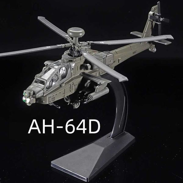 Modèle d'avion 1 64 échelle American Fighter AH-64D hélicoptère volant avion moulé sous pression jouet modèle Simulation lumière statique ornements jouet pour enfants YQ240401