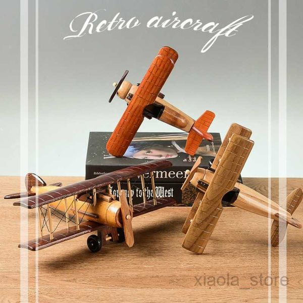 Avión modelo 10 estilo madera Vintage avión hecho a mano escala modelo adornos decoración hogar escritorio Retro avión decoración juguete colección de regalosHKD230701