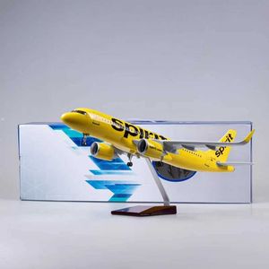 Vliegtuigen Modle 47cm 1/80 Vliegtuigen A320neo Spirit Airlines Model speelgoedlicht met wielen Landingsgestel Die Cast Resin Aircraft Series Display Gift S2452089