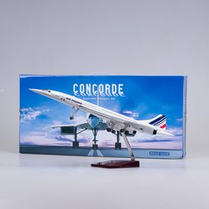 Modèle d'avion 50CM 1/125 Échelle Avion Concorde Air France Compagnie Aérienne Modèle Avion Jouet Résine Airfrance Avion avec Trains D'atterrissage Lumières 230718