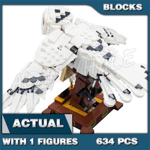 Modèle d'avion 634 pièces monde magique des sorciers volant hibou blanc enneigé ailes articulées lettre 11570 blocs de construction jouets compatibles avec le modèle 231030