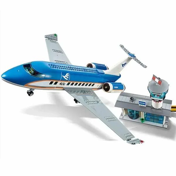 Aircraft Modle 718 pièces avec équipage, terminal passagers de l'aéroport, blocs de construction d'avion, briques, modèle de navette spatiale compatible 60104, jouets pour enfants, cadeaux 231206