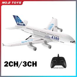 Aircraft Modle A380 Airbus RC Aircraft mousse Jouet 2,4 g Golimingage Fixe Fixe RTF Aircraft Toy Outdoor Module UAV Simple Flying Childrens Gift S24520