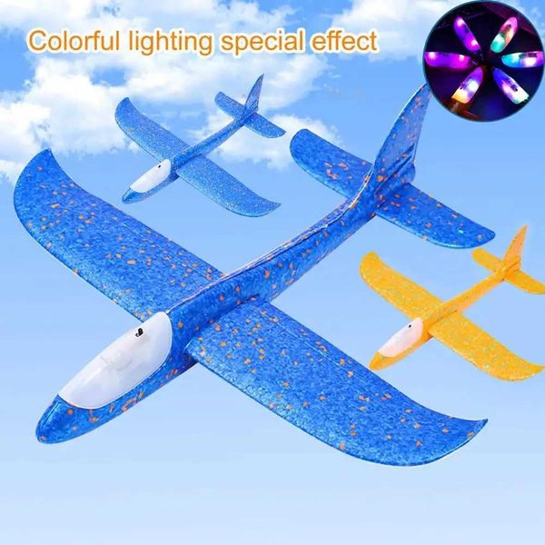 Aircraft modle Aircraft modle Large LED Flash Glider Foam Aircraft Hand Throw Light Plug-In Aircraft Epp Outdoor Launch Childrens Toys Childrens Gifts WX5.23