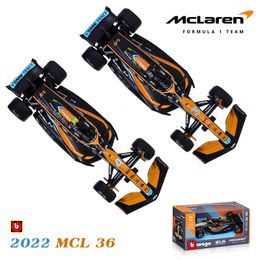 Aircraft Modle Bburago 1 43 McLaren MCL36 #3 Daniel Ricciardo #4 Lando Norris Alloy Luxe voertuig Diecast Car Model Toy 230818