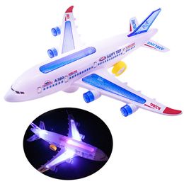 Aircraft Modle Children Airplane Toy Electric Plane Model met flitsende lichtgeluid Assembleervliegtuig speelgoed voor kinderen jongens kinderen verjaardagscadeau 230426