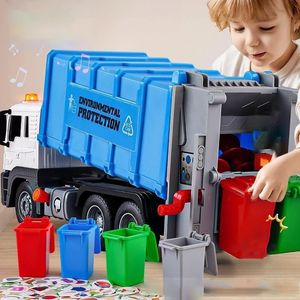 Modèle d'avion enfants jouets ville camion à ordures modèle moulé sous pression en plastique tri assainissement véhicule voiture son lumière enfants cadeaux de Noël 231204