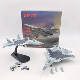 Modelo de avión Diecast Metal Alloy 1/100 Escala Ruso Su 57 SU57 Avión de combate Modelo de avión Su-57 Modelo de avión Juguete para colección 230904