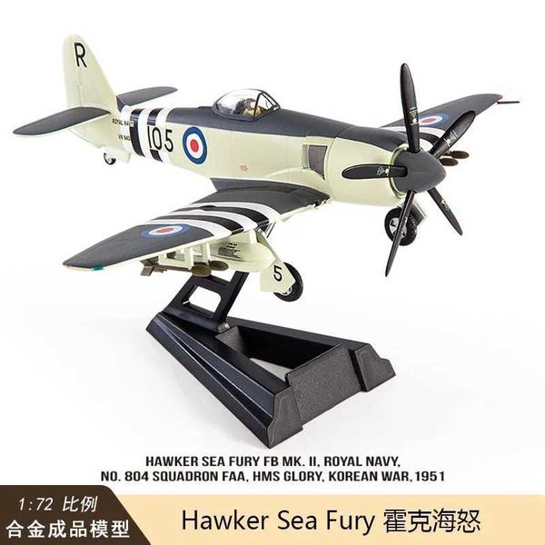 Aircraft Modle Diecast Metal Alloy Model 1/72 Hawker Sea Fury Mk.II Aircraft UK Air Force Fighter Falcon Model Toy for Collection Y240522