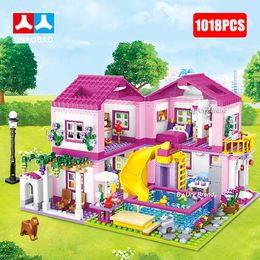 Vliegtuigen Modle Vrienden Stadshuis Zomervakantie Villa Kasteel Bouwstenen Sets Figuren Zwembad DIY Speelgoed voor kinderen Meisjes Kerstcadeau 230907