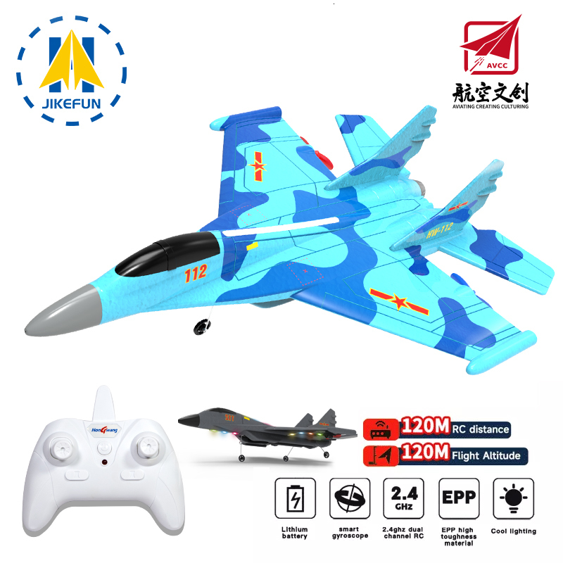 Aircraft Modle Genuine Ouditization J11 1 50 RC Fighter Plane 2.4G 2CH REMOTE CONTROL FOAM ALACRAFT مع إضاءة J 11 Airplane Toys for Boys 230504