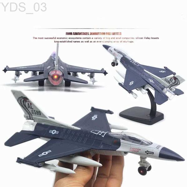 Modèle d'avion Vente chaude nouveau 1 100 alliage retirer F-16 modèle de chasseur simulation de qualité son et lumière ornements d'avion jouet pour enfants YQ240401
