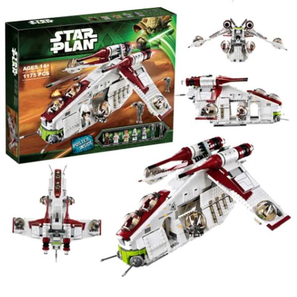 Aircraft Modle en stock 1175pcs compatible avec 05041 Stardedamp Republic Gunship Amp Wars Building Blocs 75021 Bricks Toys for Children 231030