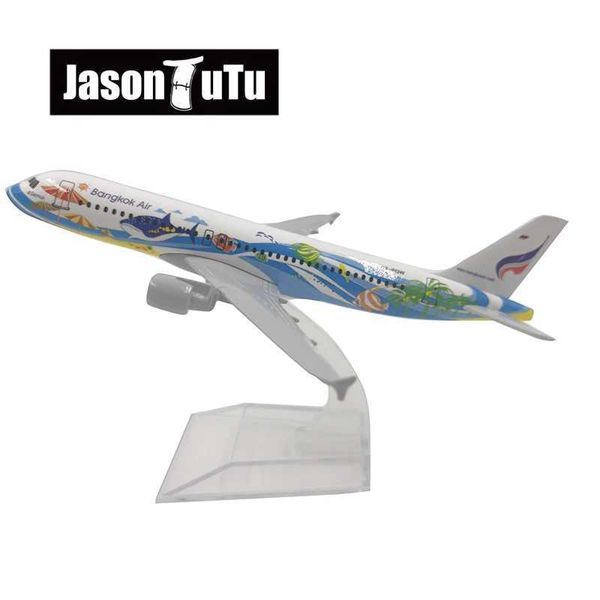 Aircraft modle Jason Tutu 16cm Bangkok Air Airbus A320 Modelo de avión modelo Modelo de aeronave Metal 1/400 Planes de escala Fábrica Al por mayor Y240522