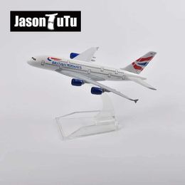 Aircraft modle Jason Tutu 16cm British Airways Airbus A380 Modelo de avión modelo de avión aeronave Metal 1/400 planos de escala Dropshipping Y240522