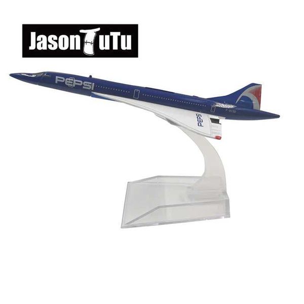 Aircraft modle Jason Tutu 16cm Concord Airplane Modelo Modelo de avión Aeronave Metal 1/400 Planes de escala Factory Droppiship al por mayor Y240522