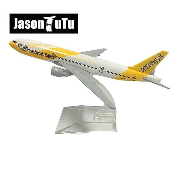 Aircraft modle Jason Tutu 16cm Fly Scoot Boeing 777 Modelo de avión Modelo de avión Aeronave Metal 1/400 Planes de escala Factory BandylySe Y240522
