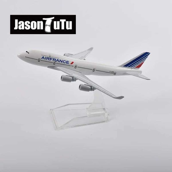 Aircraft modle Jason Tutu 16cm France Boeing 747 Modelo de avión Modelo de avión Aeronave Metal 1/400 Planes de escala Fábrica Mayorista Dropshi Y240522