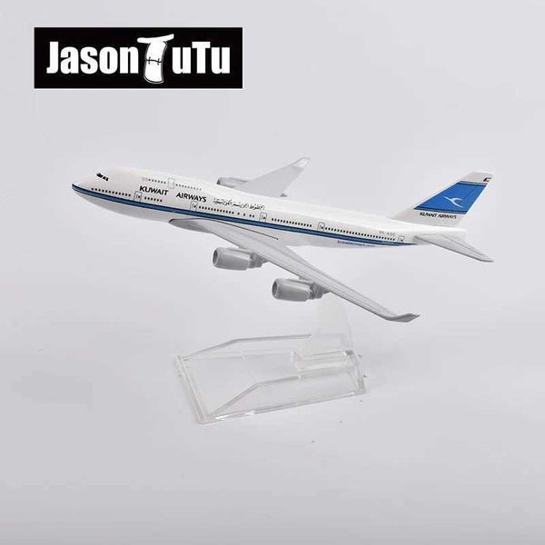 Aircraft modle Jason Tutu 16cm Kuwait Airways Boeing 747 Modelo de avión modelo Modelo de aeronave Metal 1/400 Planes de escala Fábrica Al por mayor Y240522