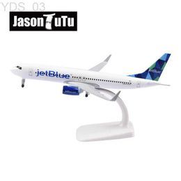 Modelo de avión JASON TUTU 20 cm JetBlue Airlines B737 Modelo de avión Avión Diecast Metal Modelo de avión Boeing 737 Envío directo YQ240401